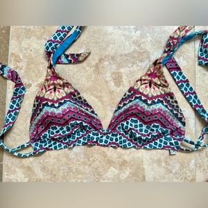 Becca Virtue Multicolor Halter Bikini Swim Top Large